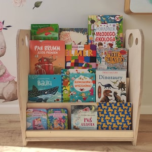 Estante montessori, estante infantil, estante de madeira compensada, estante grande, oragnizer de livros, estante infantil, estante de madeira maciça para crianças