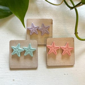 Polymer clay star fish stud earrings