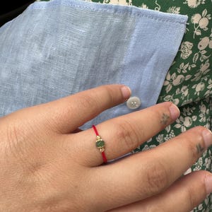 Red String Ring With Gold and Jade - Etsy