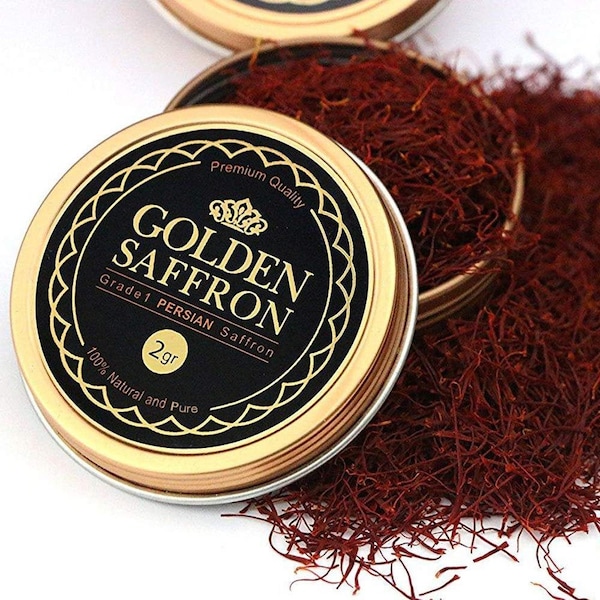 Golden Saffron, Finest Pure Premium All Red Saffron Threads, Grade A+, Super Negin Saffron For Tea, Paella, Rice, Desserts, No artificial