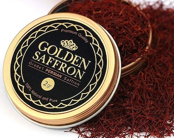 Golden Saffron, Finest Pure Premium All Red Saffron Threads, Grade A+, Super Negin Saffron For Tea, Paella, Rice, Desserts, No artificial