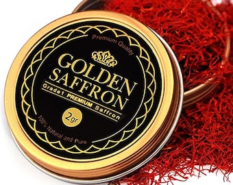 Golden Saffron, Finest Pure Premium All Red Saffron Threads, Grade A+, Super Negin Saffron For Tea, Paella, Rice, Desserts, No artificial