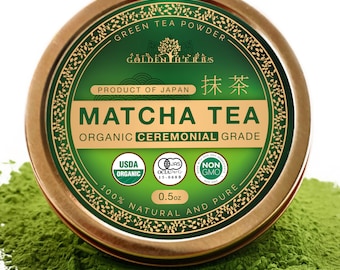 Golden Herbs Organic Japanese Unsweetened Matcha Green Tea Powder,100% Pure Premium Ceremonial Grade Matcha - Authentic Japanese Origin