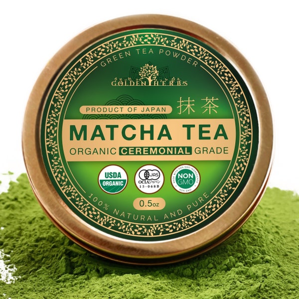 Golden Herbs Organic Japanese Unsweetened Matcha Green Tea Powder,100% Pure Premium Ceremonial Grade Matcha - Authentic Japanese Origin