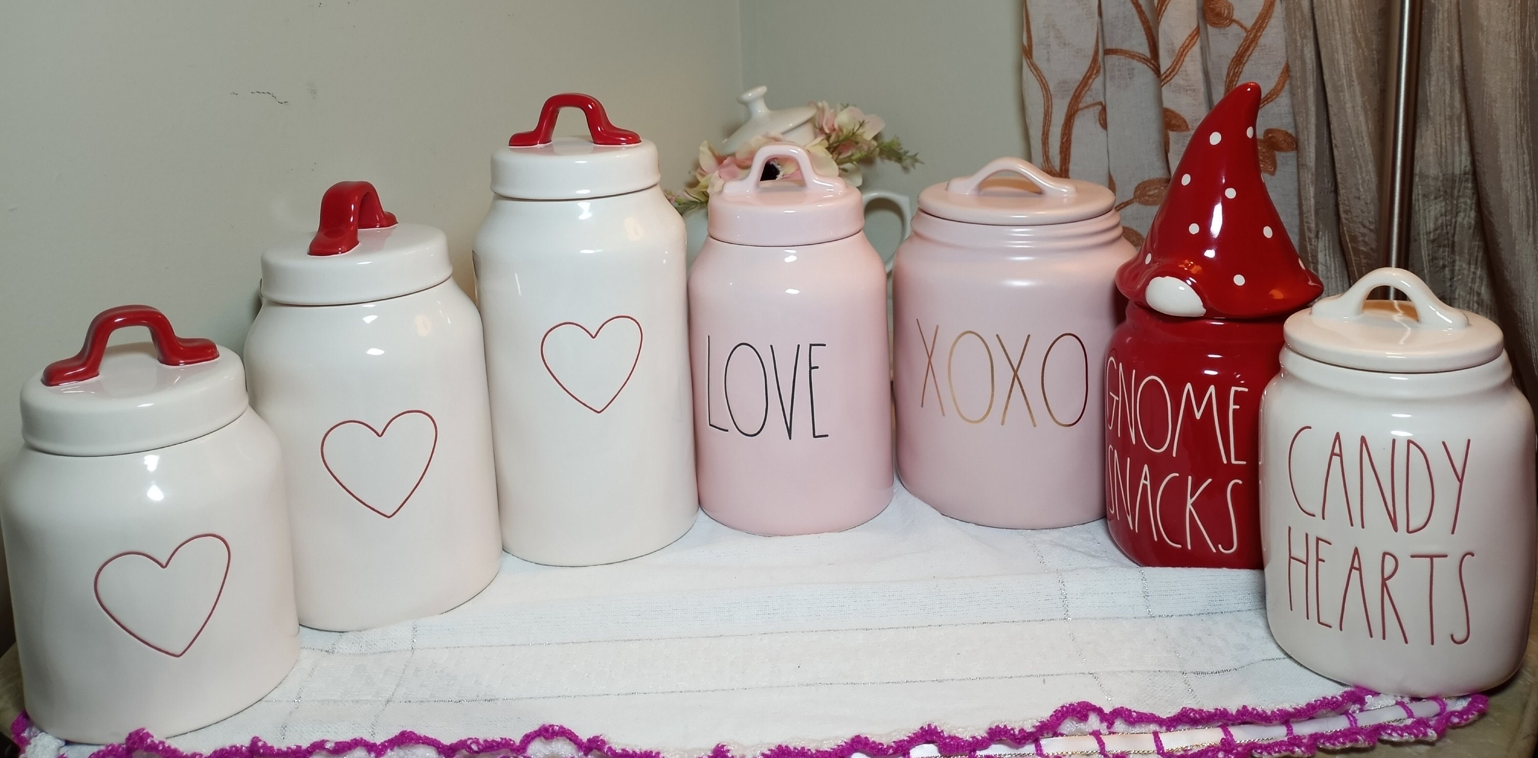 Rae Dunn Kitchen Mini Crock Pot Pink LOVE Two Handles Valentine