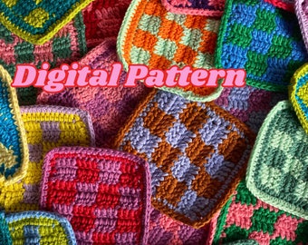 Digital Pattern - Handmade Crochet Checkered Coaster