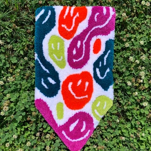 Trippy Smiley Face Wall Hanging Hand Tufted image 1