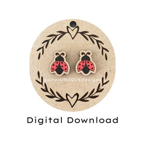 File Svg per orecchini per Glowforge / File di taglio laser per orecchini a bottone / Coccinella svg / File pronto per il taglio / Testato su Glowforge / File verniciabile