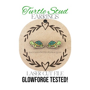 Aretes de botón para pintar Tortuga SVG Archivos de corte láser Glowforge Archivo de corte de verano