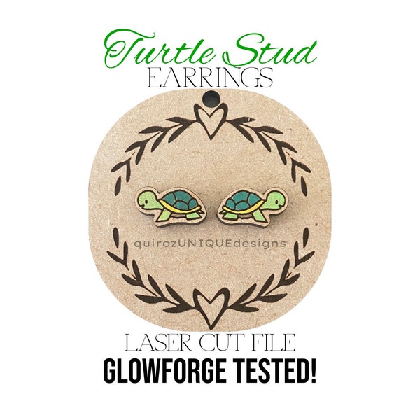 Paintable Stud Earrings Turtle SVG Glowforge Laser Cutter Files Summer Cut File