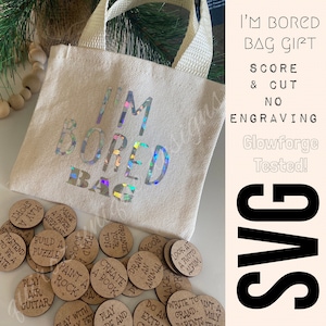 彫刻なし I'm Bored Pogs SVG (Glowforge またはレーザー カッター用) | 雑用ジャー/バッグ ファイル | Glowforge テスト済み!