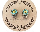 Retro Flower Stud Earrings SVG, Laser Ready File, Spring Summer Stud SVG, Glowforge Stud Svg, Flower studs svg Hippie