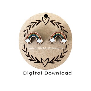 Rainbow Stud Earrings SVG File for Glowforge  or Laser Cutter, Paintable Wood Earrings File
