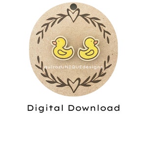 Paintable Rubber Duck Earrings SVG | Glowforge Tested | Laser Cutter Files | Summer Cut File | Paintable Wood Jewelry | Glowforge Scraps Svg