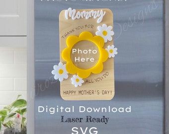 Archivos Glowforge para el Día de las Madres / Imán floral láser SVG / Cortador láser de archivos SVG / Archivos listos para láser