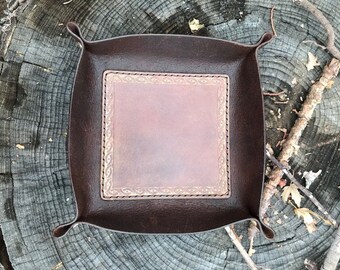 Leather Valet Tray / Dice Tray / Catch All - Medium