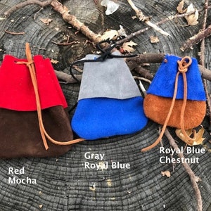 Two Tone Suede Pouch / Dice Bag - Medium