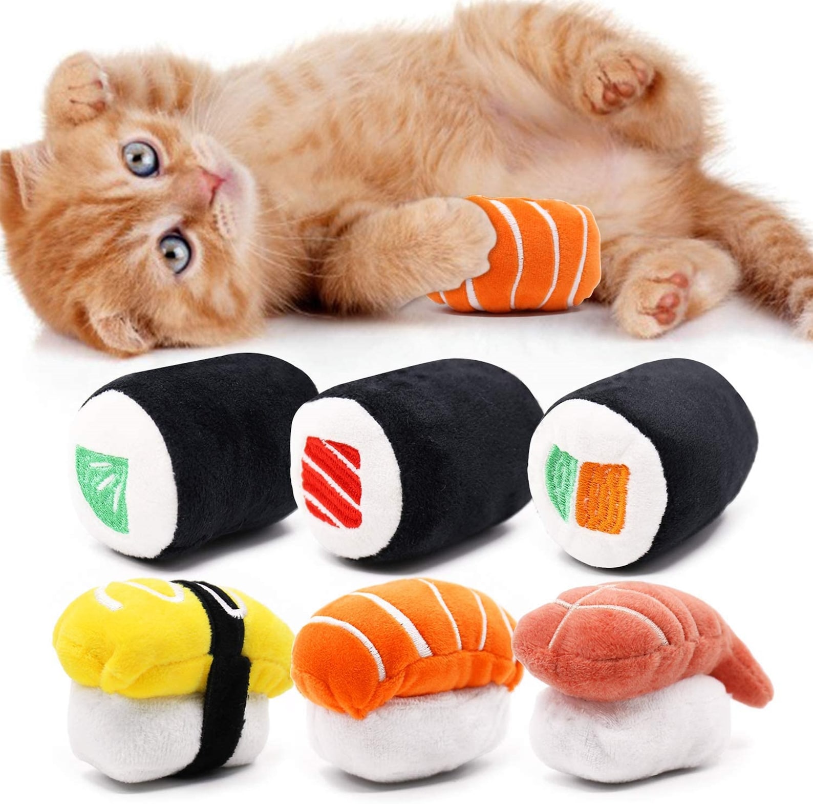 6 Pack Sushi Cat Toys with Catnip Sushi Roll Pillow Kitten Etsy