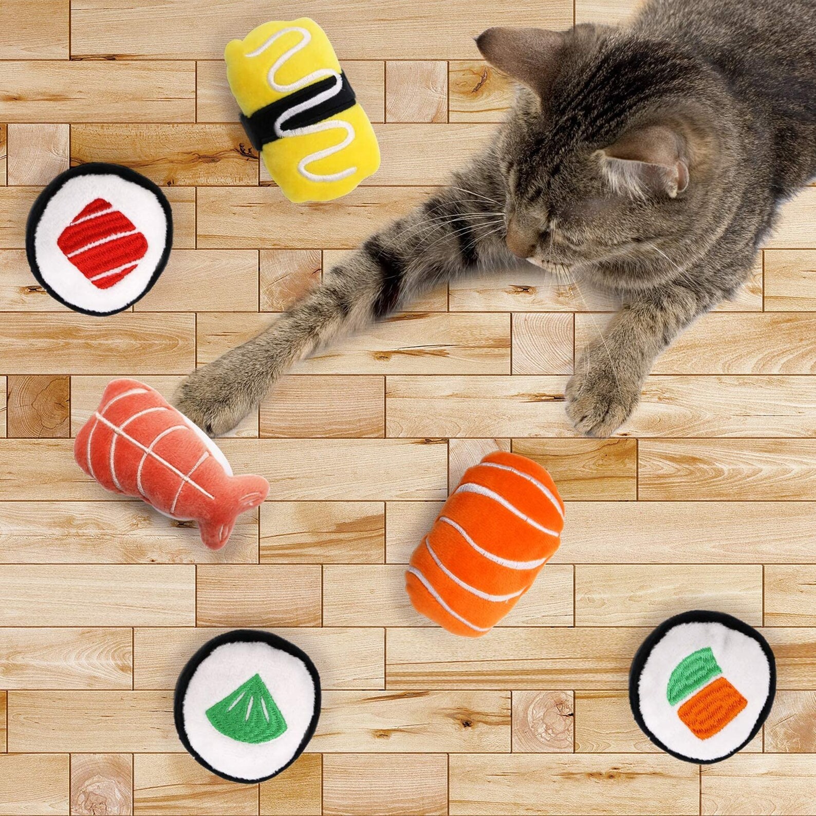 6 Pack Sushi Cat Toys with Catnip Sushi Roll Pillow Kitten | Etsy