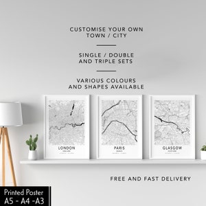 Póster de mapa de viaje personalizado, impresiones de mapas personalizadas, tu propio mapa de ciudad, arte mural tipográfico minimalista, cualquier ubicación, decoración bohemia moderna para el hogar.