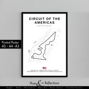 United States Grand Prix Circuit Print, Circuit of The Americas Formula 1 Track Poster, Office wall art, Gifts for him, F1 race map frame