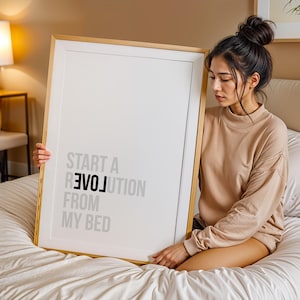 Start eine Revolution von meinem Bett aus, Don&#39;t Look Back In Anger, Oasis, Songtext, Musik, Typografie Geschenk Wandkunst, britisches Popmusik Kunstplakat