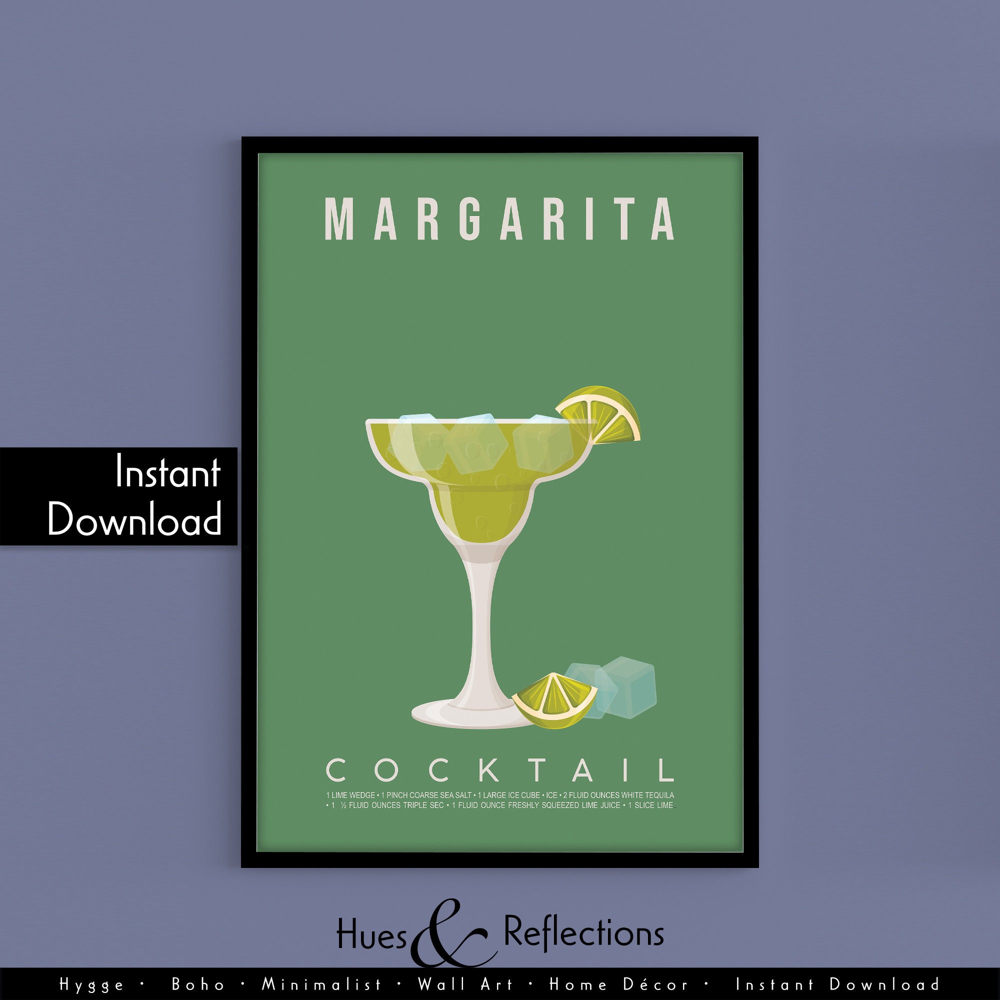 Margarita Cocktail Poster Instant Download Cocktail Poster Etsy