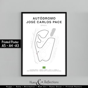 Brazilian Grand Prix Print, Autódromo José Carlos Pace Circuit Poster, Formula 1 Track Poster, Office wall art, Gifts for him, F1 Poster