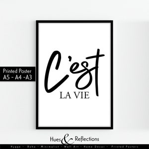 C&#39;est La Vie Print, Cute Home Decor, Inspirational Wall Art, French Decor, Gift for Her, Quote Print, French Phrase, It&#39;s Life Quote Print