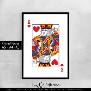 Decorazione da parete con carta da gioco Re di cuori, regalo per giocatori di poker, stampa con mazzo di carte di cuori, decorazione da parete per camera da letto His Side, stampa artistica con carte da gioco