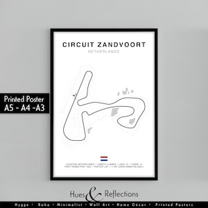 Zandvoort Dutch Grand Prix Circuit Print, Formule 1-trackposter, kunst aan de muur, cadeaus voor hem, F1-racekaartframe, F1-poster, fanart autorace