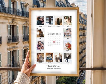 Personalised Couples Anniversary Print Ideal for Valentines Day Gift or First Anniversary, Collage Memorable Gift for Partner One Year Gift