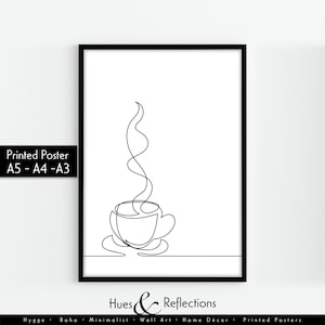 Coffee Line Drawing, Kitchen Art, Coffee Tea Wall Decor, Minimalistic Prints, Wall Art, Home Decor, Line Art, Cup of Coffee Line Art Poster