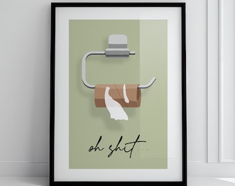 Grappige toiletkunst aan de muur - Kleurrijke wanddecoratie voor toilet, grappige kunst aan de muur badkamer, toiletpapier, toiletafdruk, toiletrol moet worden vervangen