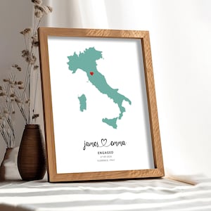 Personalised Map Print, Engagement location print, Wedding anniversary map print, Custom map print, Wedding, Gift for couple, Map heart gift