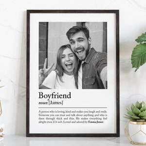 Personalised boyfriend definition print - Custom gift with photo for boyfriend, Partner birthday gift, Christmas Photo Gift, Boyfriend Quote