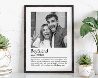 Personalised boyfriend definition print - Custom gift with photo for boyfriend, Partner birthday gift, Christmas Photo Gift, Boyfriend Quote