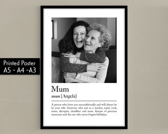 Personalised mum definition print - Custom gift with photo for mothers, mothers day present, birthday gift, Christmas, Photo Gift, Mum Quote