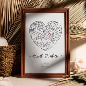 Personalised Engagement Gift, Proposal location Print With Heart and Address, Ideal Customised Present, Unique Location Couple Gift Idea