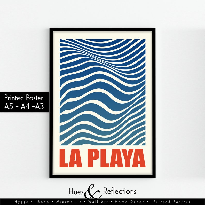 La Playa Poster - The Beach Poster, Retro Print, Summer Poster, Beach Print, Wave Home Decor, Minimalist, Holiday Vibe, Summer Nostalgic Art