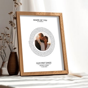 Personalisierter Hochzeits-Songtext, Unser spezieller Song, Paar-Foto-Song, Erster Tanz-Print, Geschenk zum Hochzeitstag für Sie oder Ihn