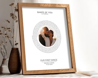 Personalised Wedding Song Lyrics Print, Our Special Song, Couple Photo Song, First Dance Print, Wedding Anniversary Gift for him or her