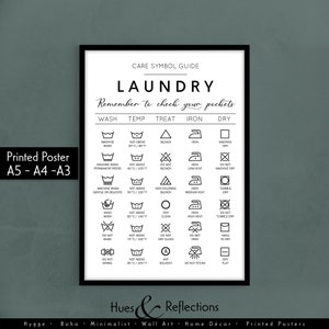 Laundry Care Symbol Guide Print - Laundry Room Decor, Laundry Symbols, Washing Symbol, Laundry Instructions Print, Wash Symbols Poster