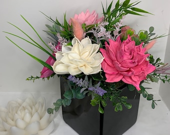 Handmade artificial Sola wood flower arrangement
