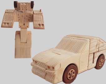 Wooden Transformer Car DIY Plans: Transformable Robot Toy (PDF Download)