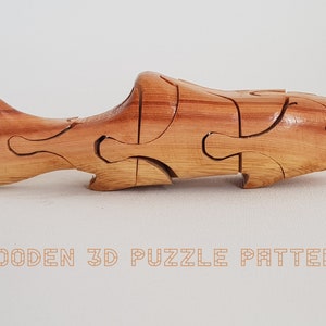 Wooden 3D Shark Puzzle Patterns