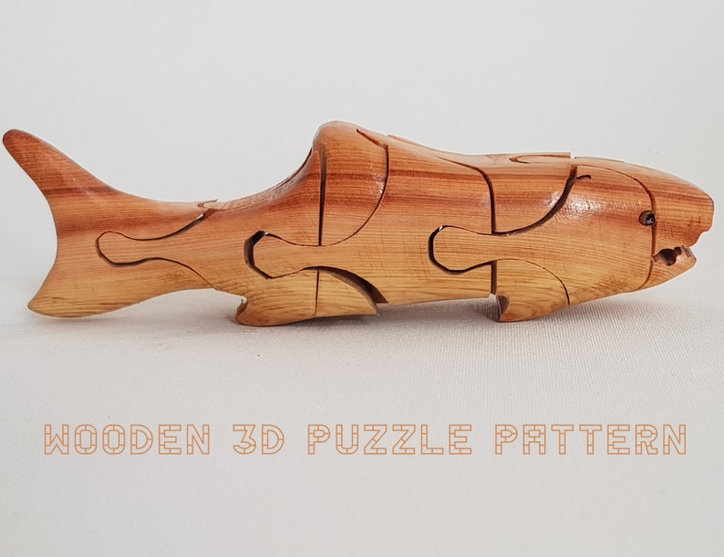 Wooden 3D Shark Puzzle Patterns