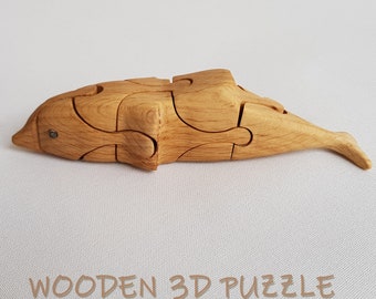 Wooden 3D Puzzle Dolphin Toy Plans and Patterns for kids - 3D Dolphin Puzzle (PDF Download)