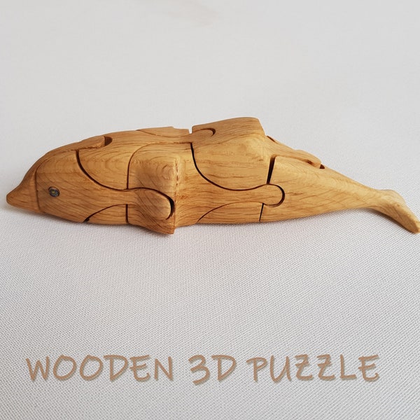 Puzzle 3D en bois - Plans et modèles de jouets pour enfants - Casse-tête dauphin 3D (téléchargement PDF)