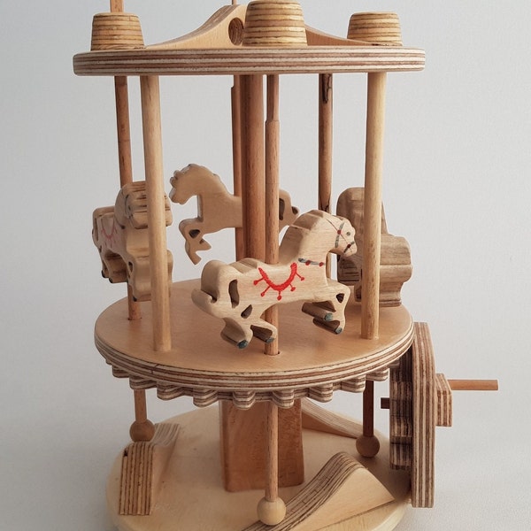 Wooden Carousel Toy Plans and Patterns - Wooden Automaton Carousel Toy - Diy Carousel